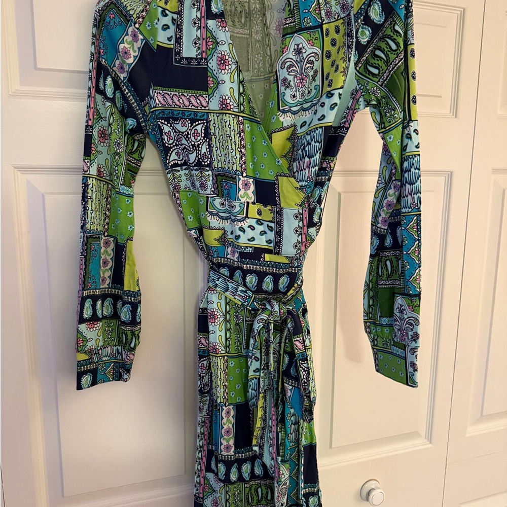 Lilly Pulitzer Green and Blue Patchwork Dress
